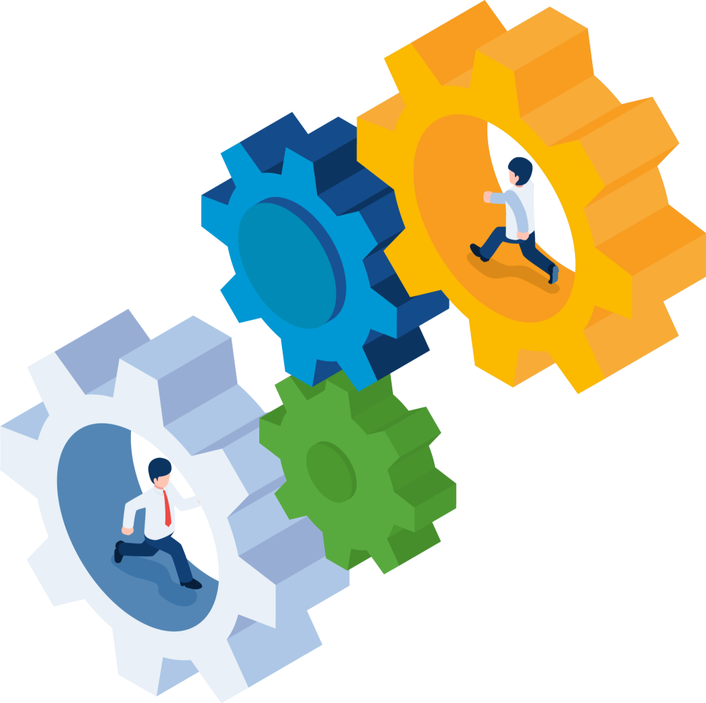 Isometric-businessman-running-inside-the-gear-Converted