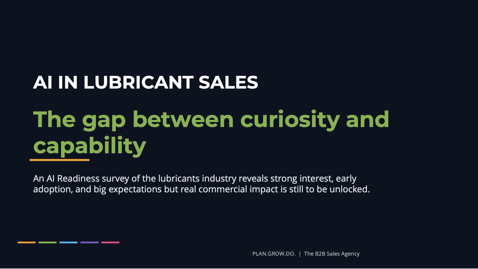 Plan Grow Do AI Readiness Research: the gap between curiosity and capability in lubricant sales