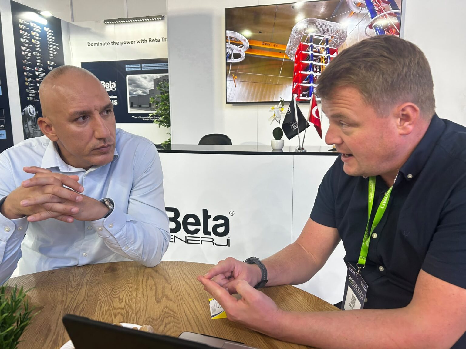 A one to one demonstration at an industry exhibition stand